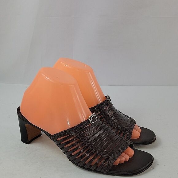 Brighton Freddi Brown Leather Strappy Heeled Women's Mule - Picture 1 of 15